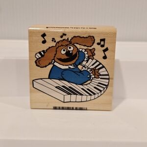 Vintage Inkadinkado Wood Stamper Muppets Rowlf the Dog Playing the Piano